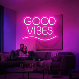 Good Vibes Neon Sign, Large Good Vibes Neon Lights for Bedroom, Wall, Game Room Decor, Good Vibes Led Signs for Party, Gift, Valentine's Day