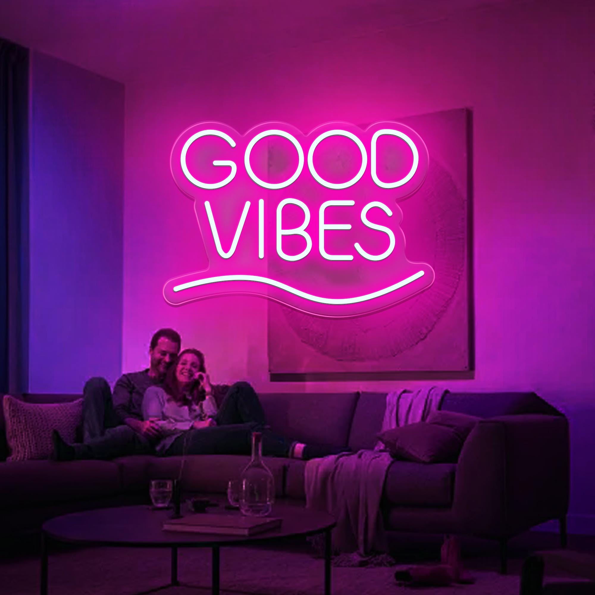 Good Vibes Neon Sign, Large Good Vibes Neon Lights for Bedroom, Wall, Game Room Decor, Good Vibes Led Signs for Party, Gift, Valentine's Day