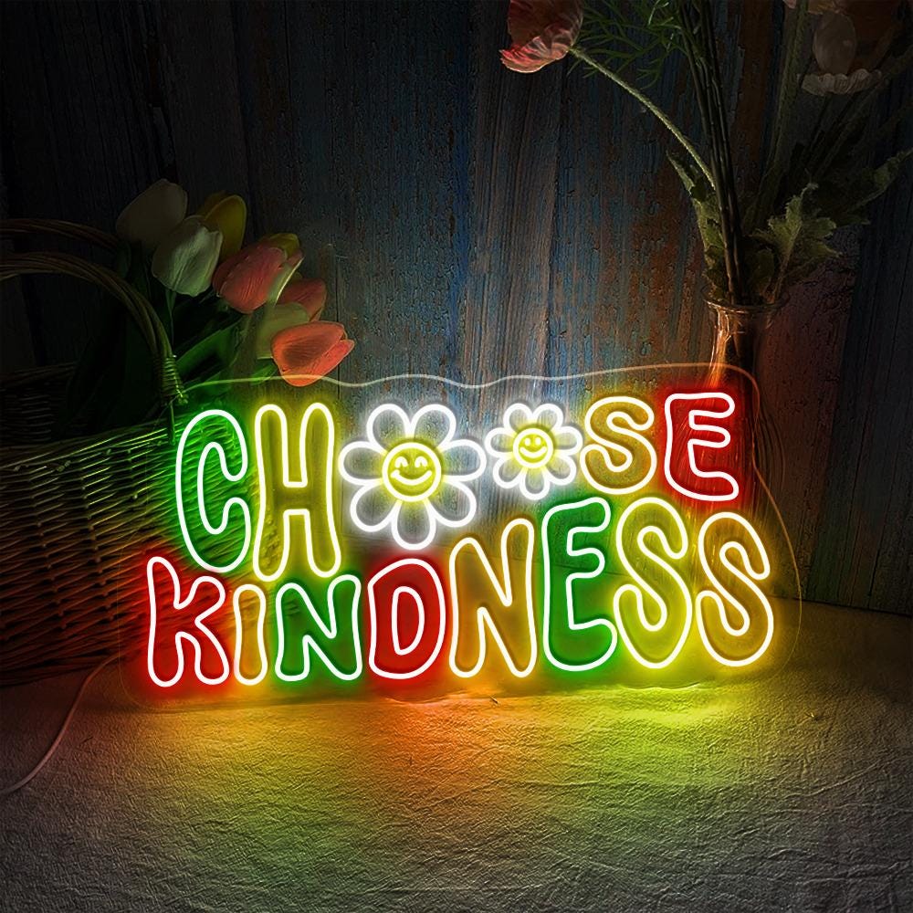 Choose Kindness Neon Sign, Cute Teacher Neon Sign, Teacher Smiley Face Neon Sign, Positive Affirmation Neon Sign, Group Teacher Neon Gifts