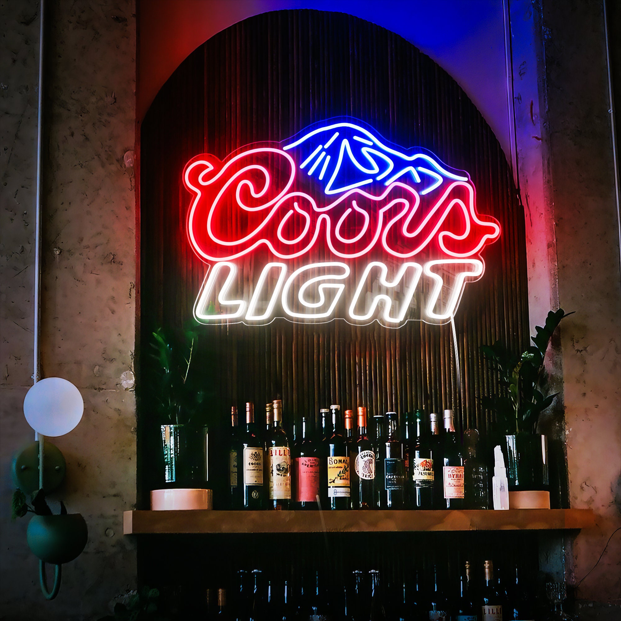Coors LIGHT Neon Sign,Neon Sign for Wall Decor Neon Lights for Bedroom,Led Business Signs,Wall Logo Neon Sign,Shop Wall Neon Light Decor