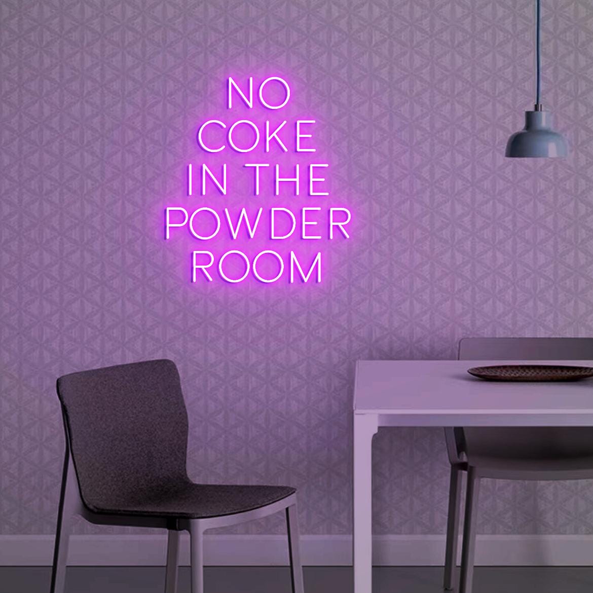 Neon Sign No Coke in the Powder Room, Funny Neon Sign for Bathroom Wall, No Coke Sign for Bar Party, No Coke Sign Powder Room Wall