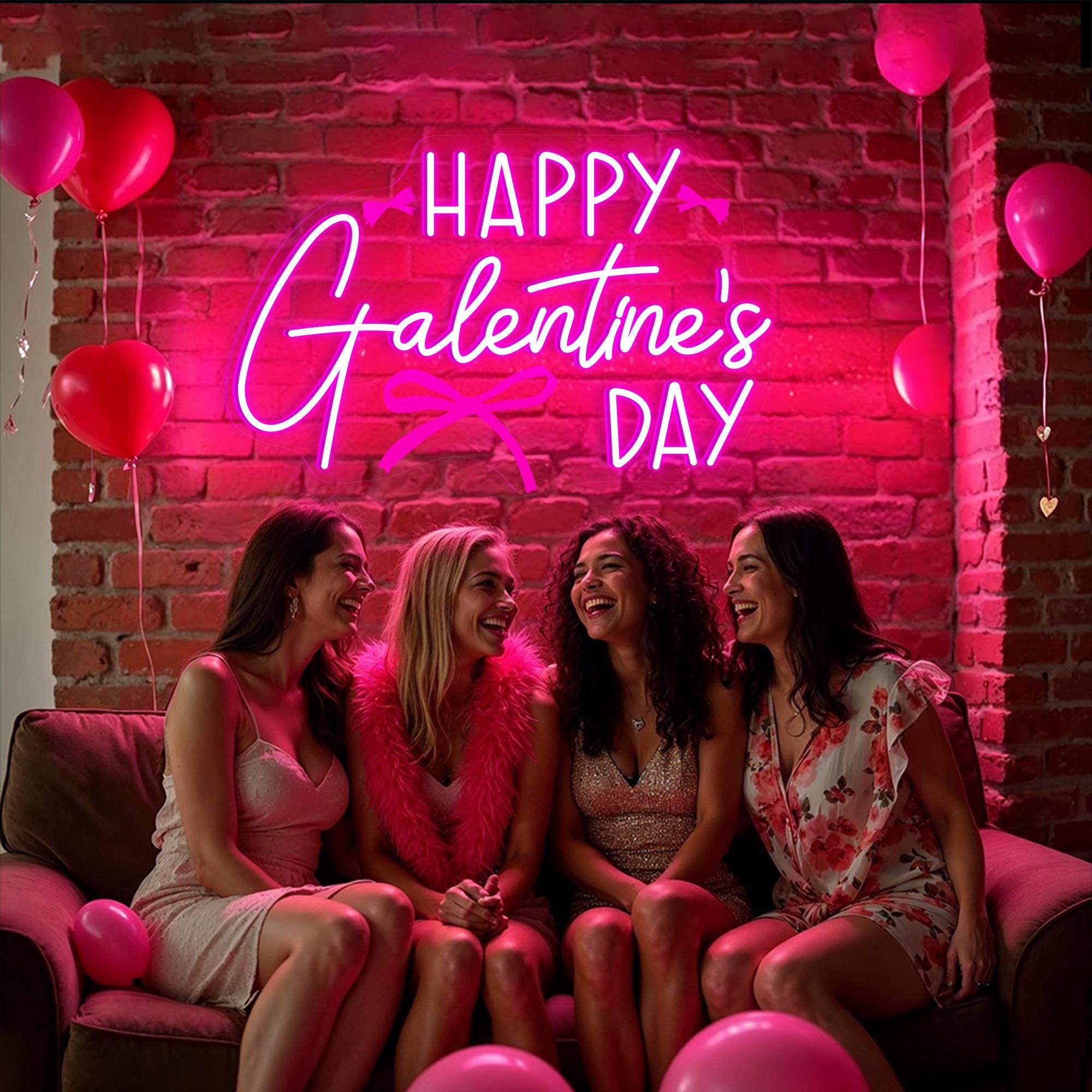 Happy Galentine's Day Neon Sign Custom Girls Valentine's Day LED Neon Light Friends Girls Party Galentine's Party Decor Gift For Friends