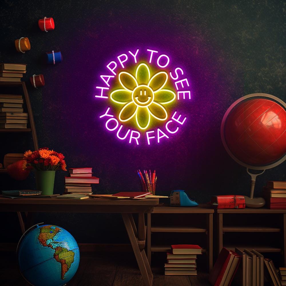 Teacher Back To School Neon, Cute Teacher Neon, Happy To See Your Face, Teacher Life Neon, New Teacher Gifts, Elementary Teacher Neon Gifts