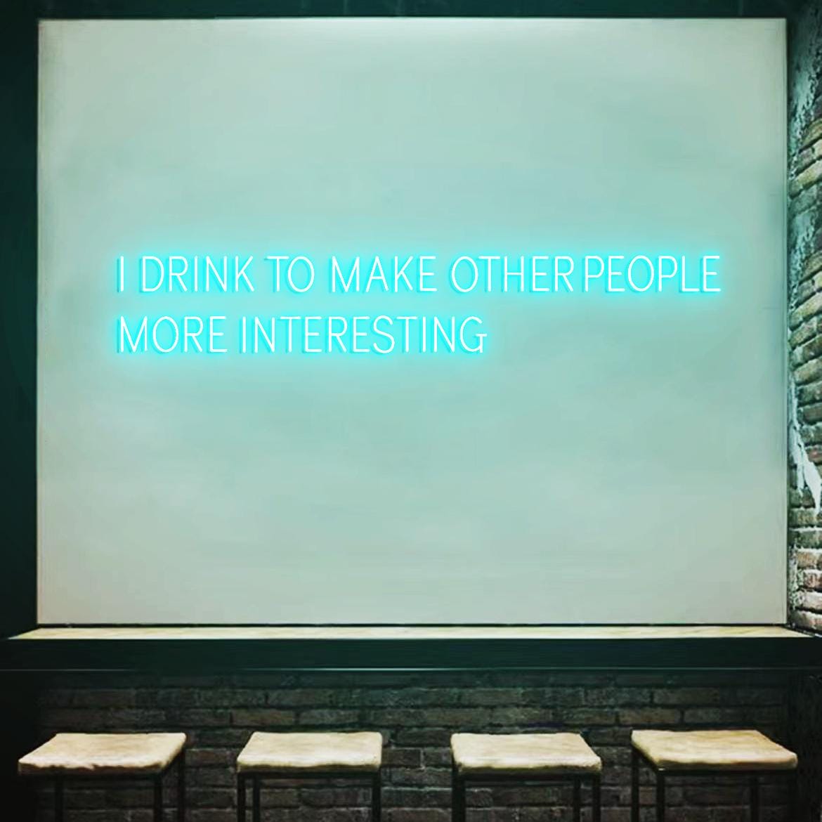 I Drink To Make Other People More Interesting Neon Light Sign, Hemingway Quote Neon Light for Bar, Plug Powered Neon Signs for Bar