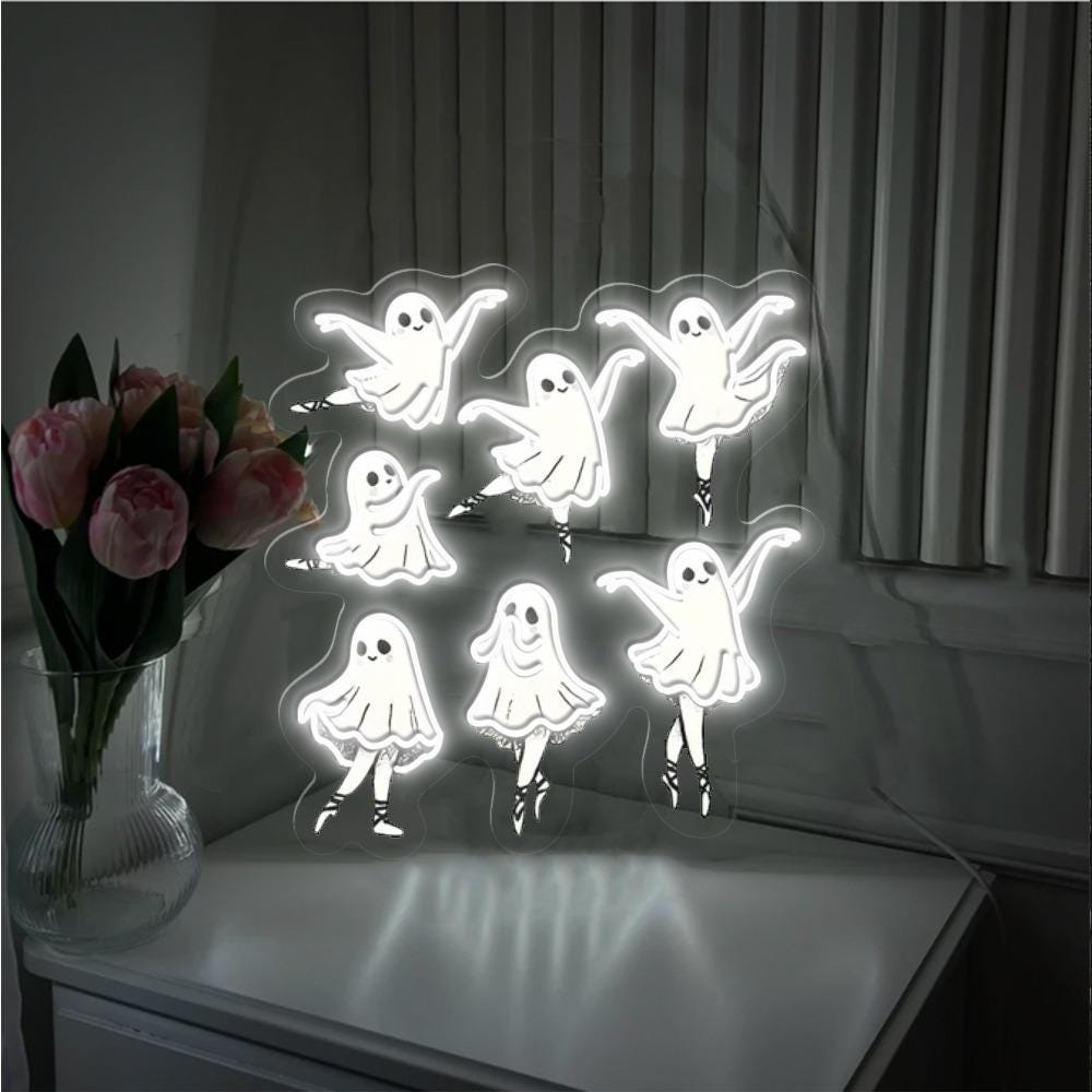 Kute Ballet Ghost Neon Sign, Ballet Dancer Neon, Spooky Dance Teacher Neon, Spooky Dance Teacher Gift, Halloween Gift, Funny Halloween Neon