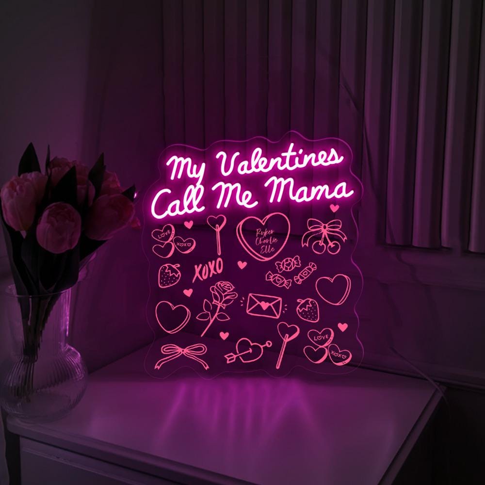 Valentines Mom Neon Gift for Mom Valentines Day, Mama Neon My Valentines, Call Me Mama Gift For New Mom, Single Mom Gifts, Happy Valentine