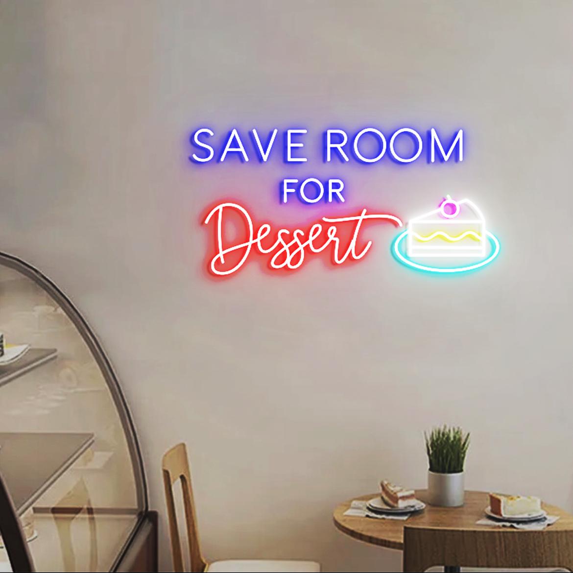 Save Room for Dessert Neon Sign, Dessert Cake Wall Decor, Cake Bake Shop Wall Light, Bake Shop Dessert Sign, Décor Ideas for Cake Shops