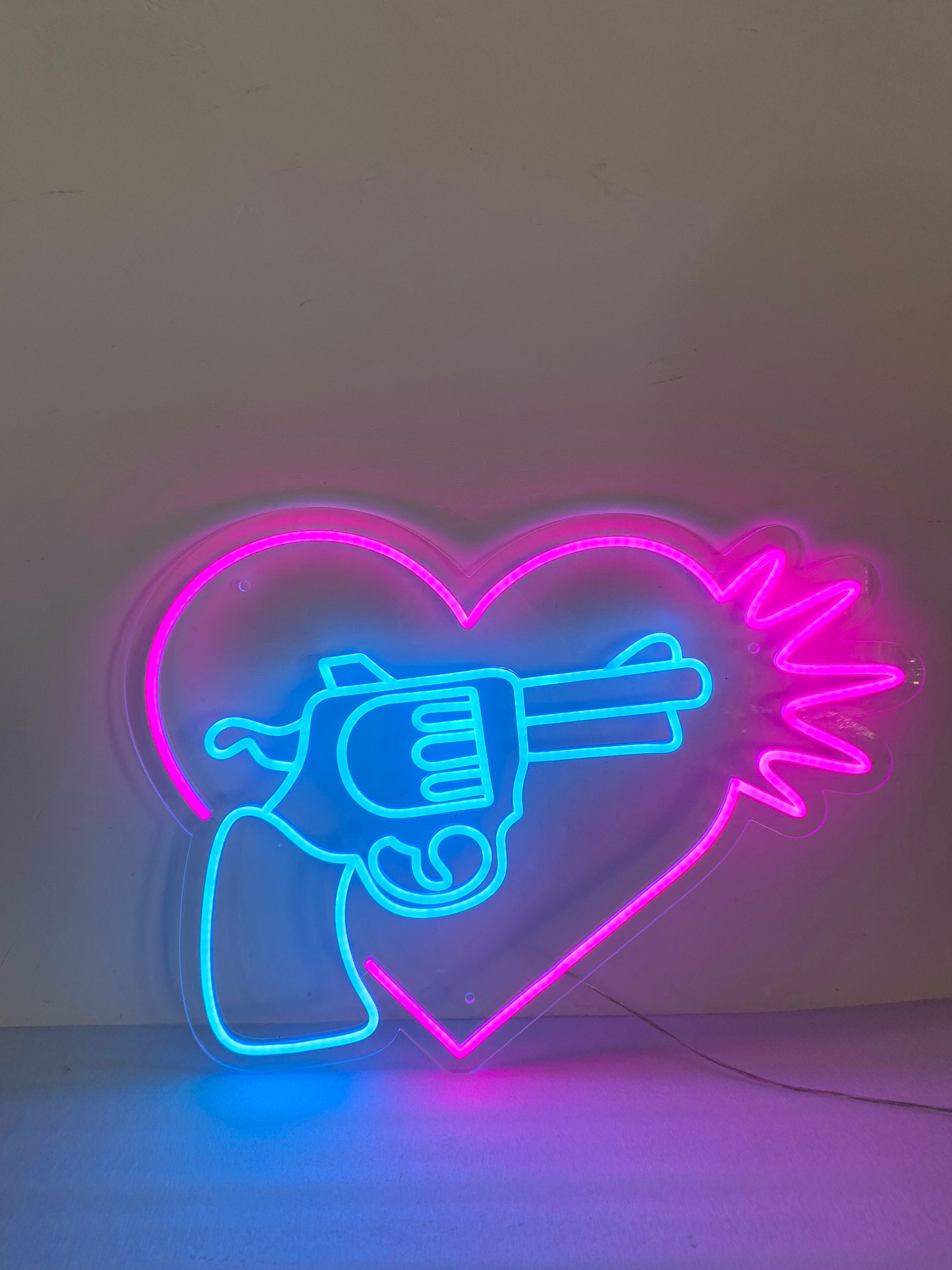 Blow My Heart Gun Neon Light, Neon Sign Light Decor, Gun Bedroom Neon Sign, Bedroom Neon Lights, Party Decor, Wall Decoration