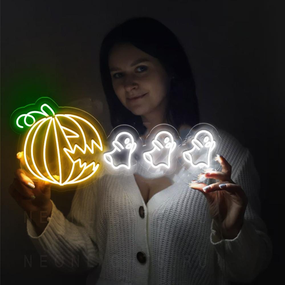 Halloween Pumpkin Eat Ghost Neon Sign , Funny Spooky Neon Sign, Ghost Neon , Spooky Season Gifts, Halloween Party Neon Sign, Fall Ghost Neon