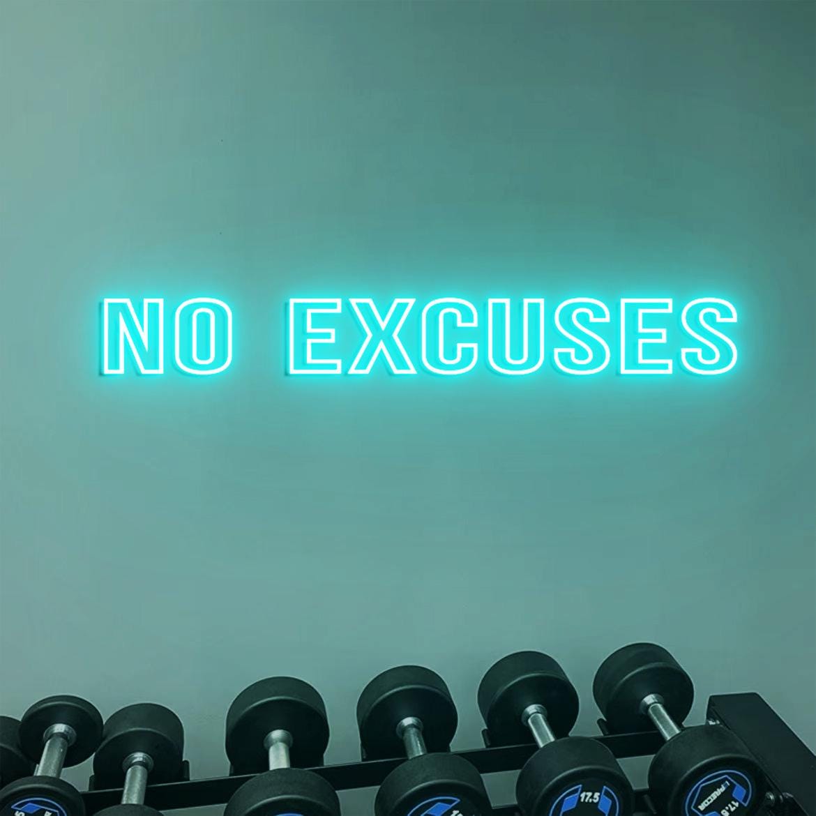 No Excuses Neon Sign Light, NO EXCUSES Sign Gym Wall, Motivational Quotes Signs for Fitness Wall, Training Room Wall Signs, Gym Presents