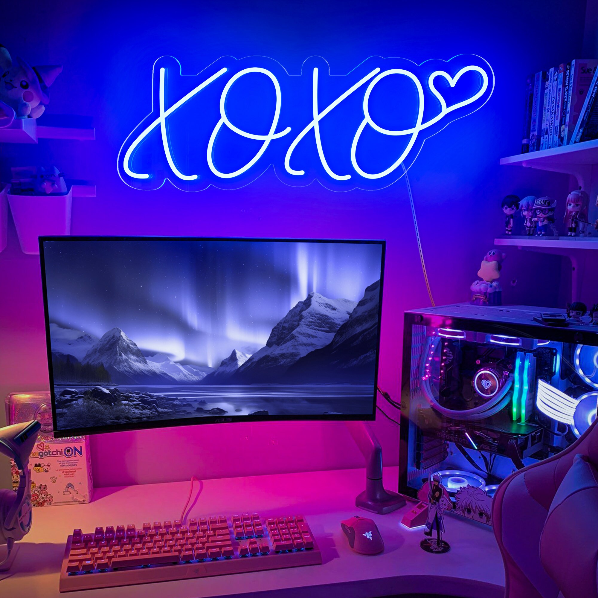 XOXO Neon Sign,Pink Led Neon Light Sign,Neon Sign Bedroom,Gifts for her,Dorm Room Sign,Wedding Decor Neon Signs With Love