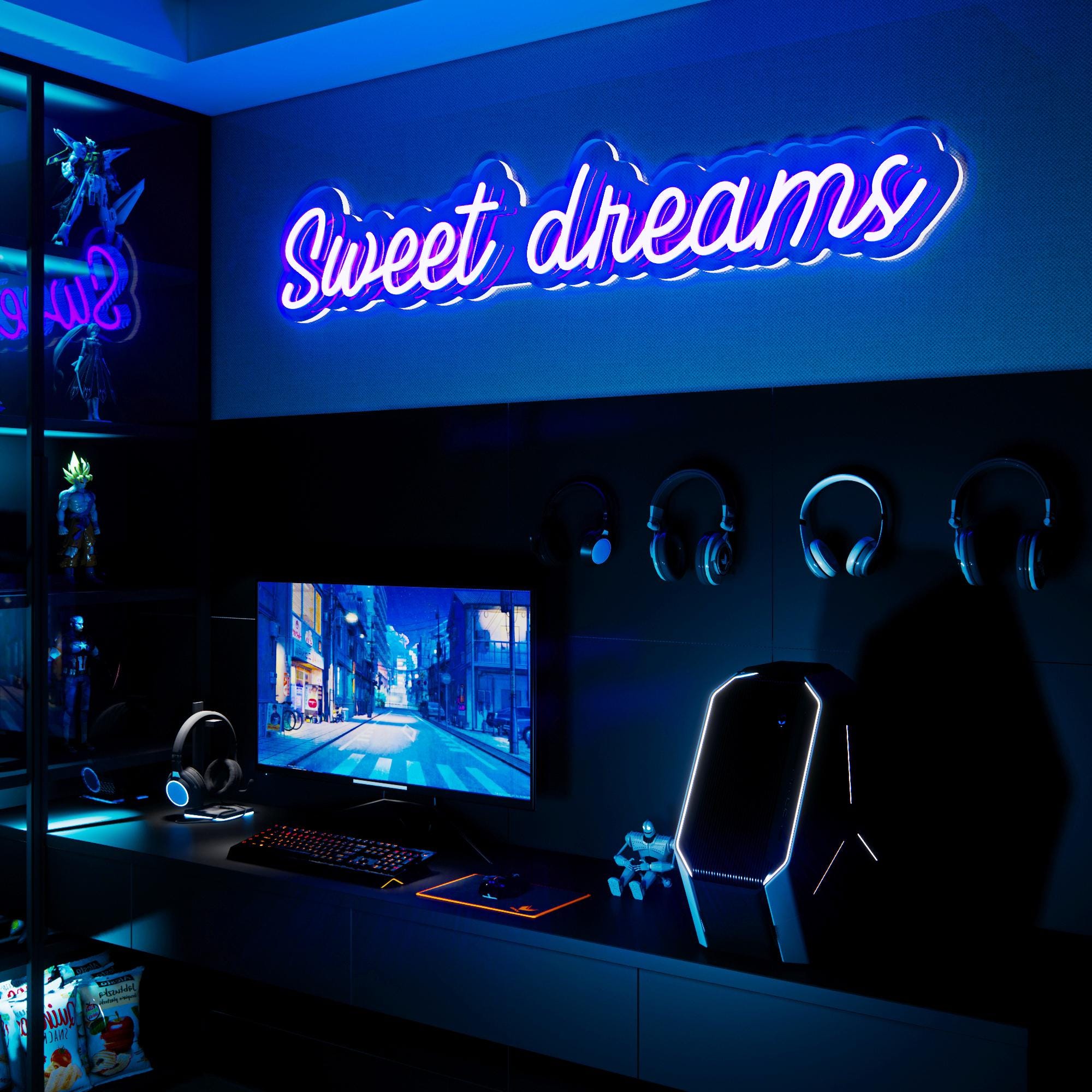 Sweet Dream Neon Sign Bedroom, Wall Art Night Light 3D Handmade Gift, Kid’s Room Home Decor,Neon Light Art,Bedroom Night Light