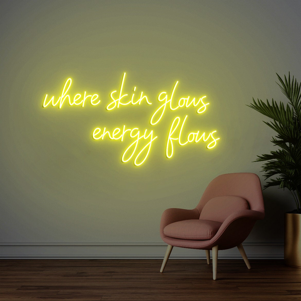 Where Skin Glows Energy Flows Neon Sign, Spa Wall Decor, Esthetician Decor, Beauty Salon Sign, SkinCare Facial Room Wall Decor