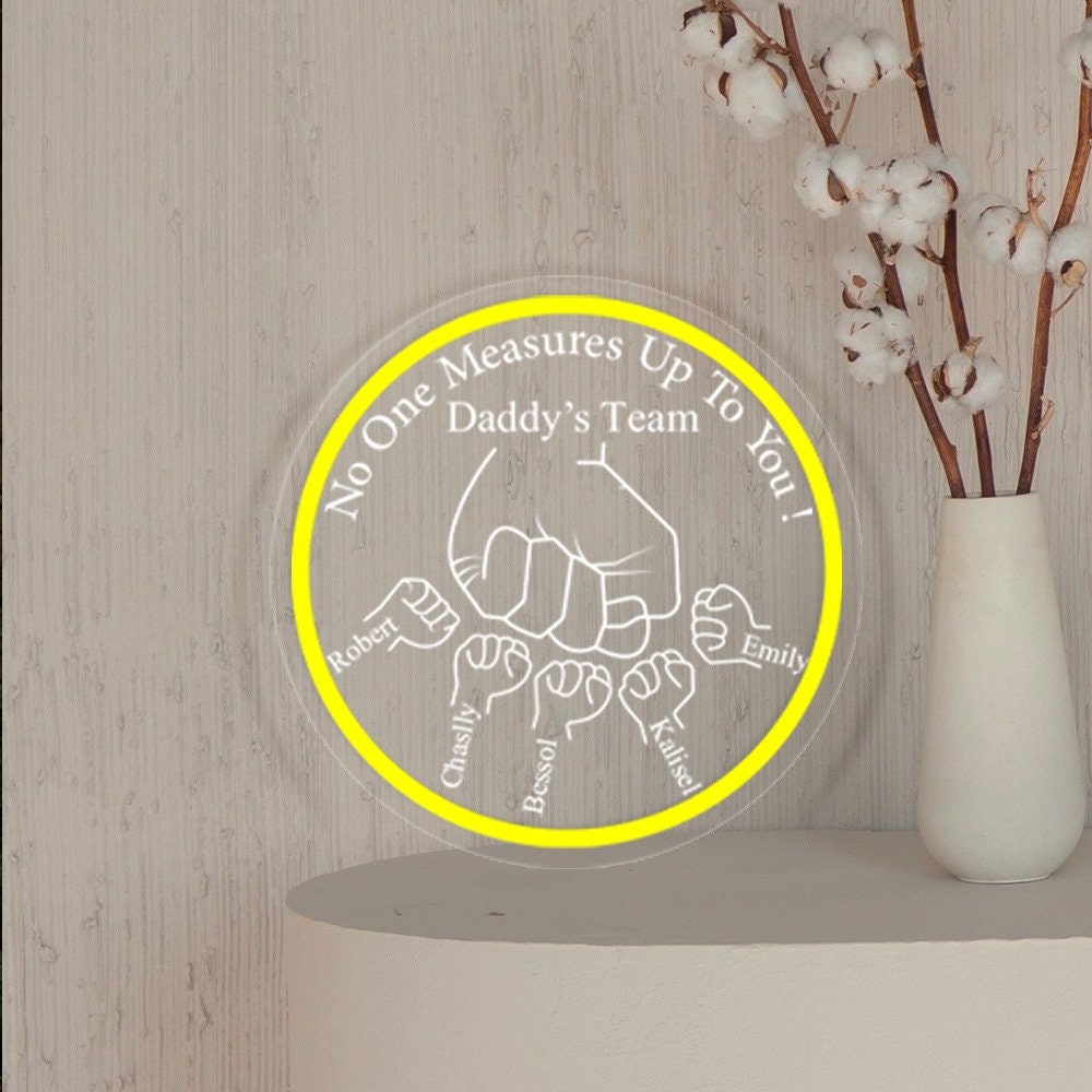 Custom Daddy Neon Sign, Papa With Kids Name, First Bump Neon Sign, Customized Kid Names, Father's Day Neon Sign, Dad Neon Sign, Gift For Dad