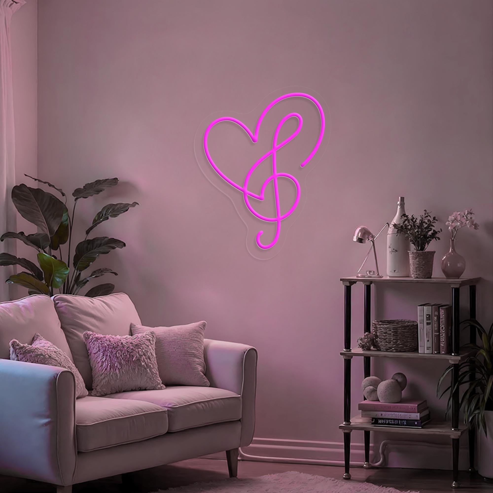 Music Note Heart Neon Sign Treble Clef LED Neon Light for Music Lovers, Music Studio Decor, Gifts for Musicians, Aesthetic Room Decor