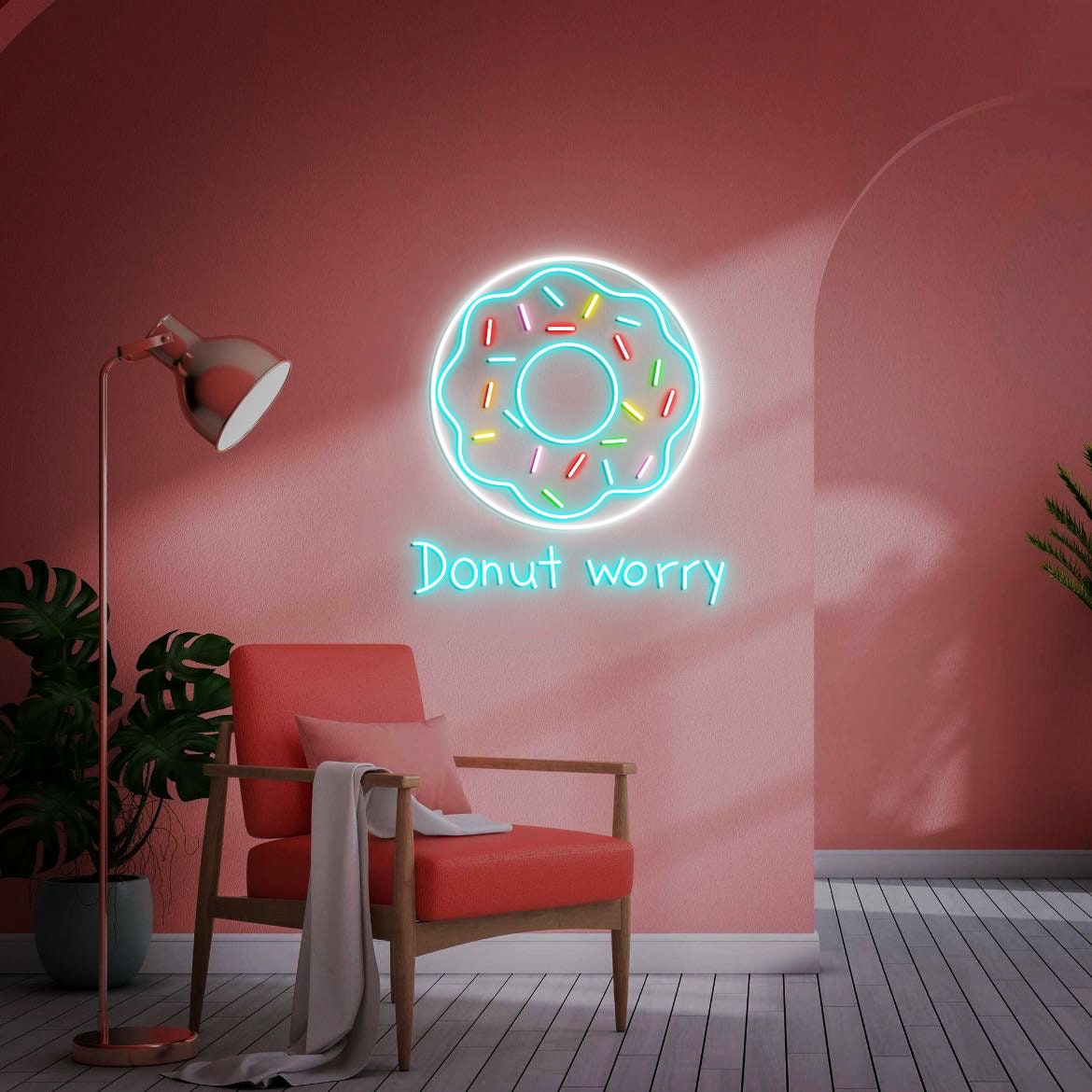 Donut Led Neon Light, Donut Worry, Donut Wall Decor, Donut Shop Decor, Donut Food Wall Art