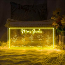 Personalized First Mom Now Grandma Neon Sign, Custom Grandma's Garden Birth Month Flower Neon Sign, Mothers Day Gift for Grandma NaNa Gift