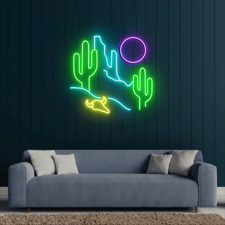 Western Desert Neon Light, Western Desert Decor, Western Home Decor, Wild West, Gift for Husband
