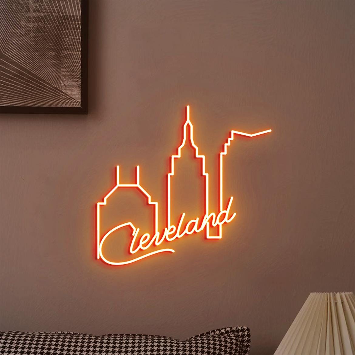 Cleveland Skyline Neon Sign, Cleveland Home Decoration, Cleveland City Wall Art, Cleveland Wall Office Decoration, Cleveland Loves Gifts