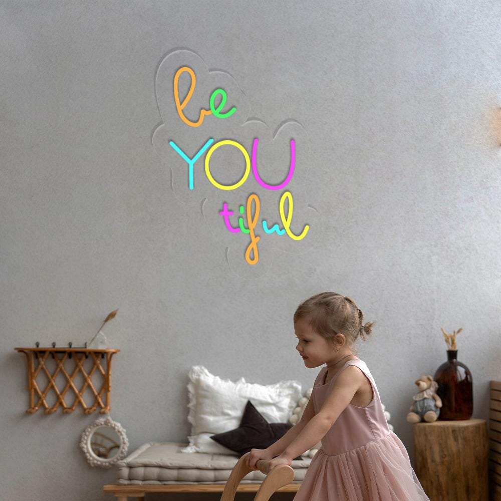 Beautiful Quote Neon, Girls Room Quote Art, Typography Wall Neon Sign, Girl Wall Decor, Cute Quote, Baby Girl Nursery Decor, Positive Gifts.