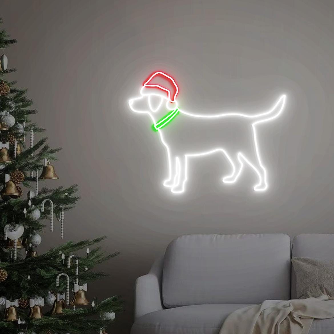 Christmas Dog Neon Sign, Christmas Black Lab Puppy Home Decor, Holiday Dog Mom Gift, Dog Christmas Wall Decor, Dog Lovers