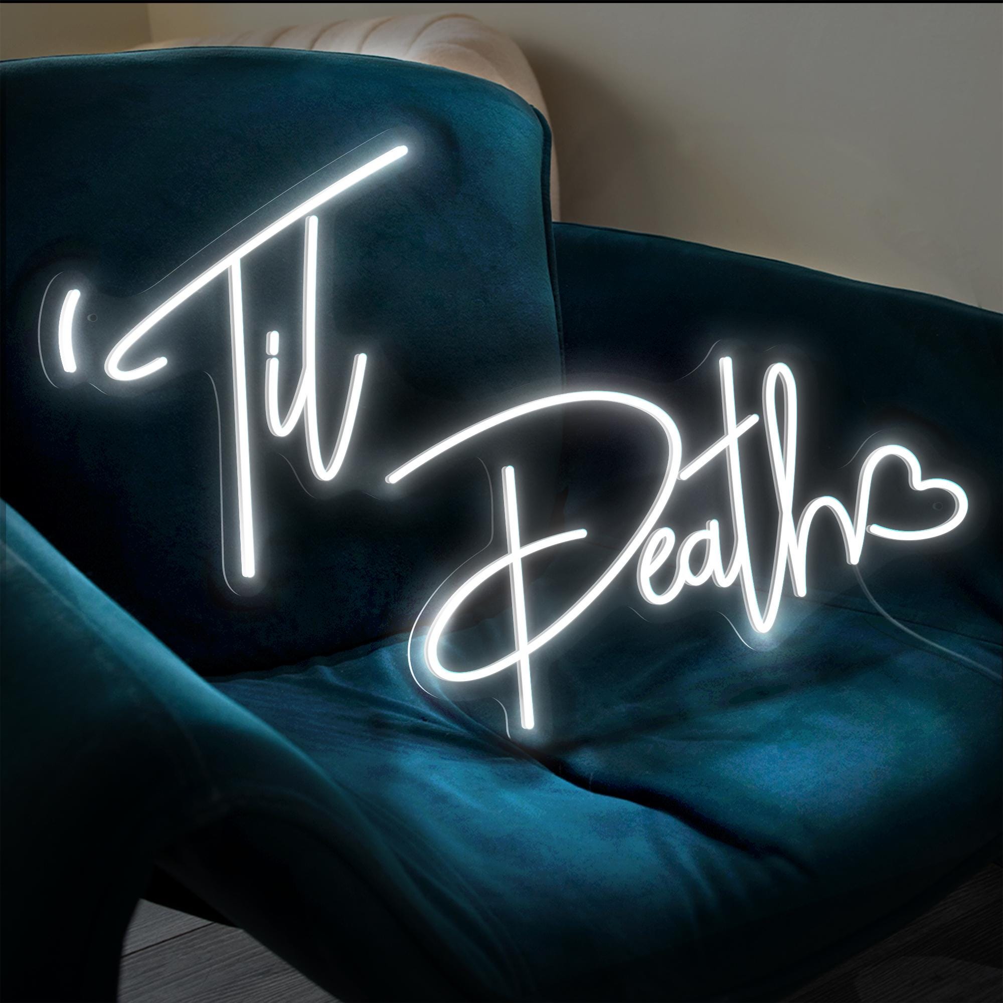 Til Death Neon Sign Wedding, Custom Wedding Decor, Personalized Name Neon Lights, Wall Decor and Unique Gifts, Engagement Gift
