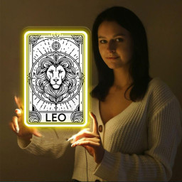 The Leo Tarot Card Neon, Zodiac Tarot Card Neon, Witchy Vibes Celestial Leo Neon, Lion Gothic Tarot Neon Sign, Tarot Card Neon Sign Gifts