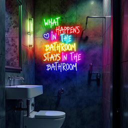 What Happens In The Bathroom Stays In The Bathroom Neon Sign Bar Sign Bathroom Signs Decor Funny Bathroom Art Restroom Sign Home Decor