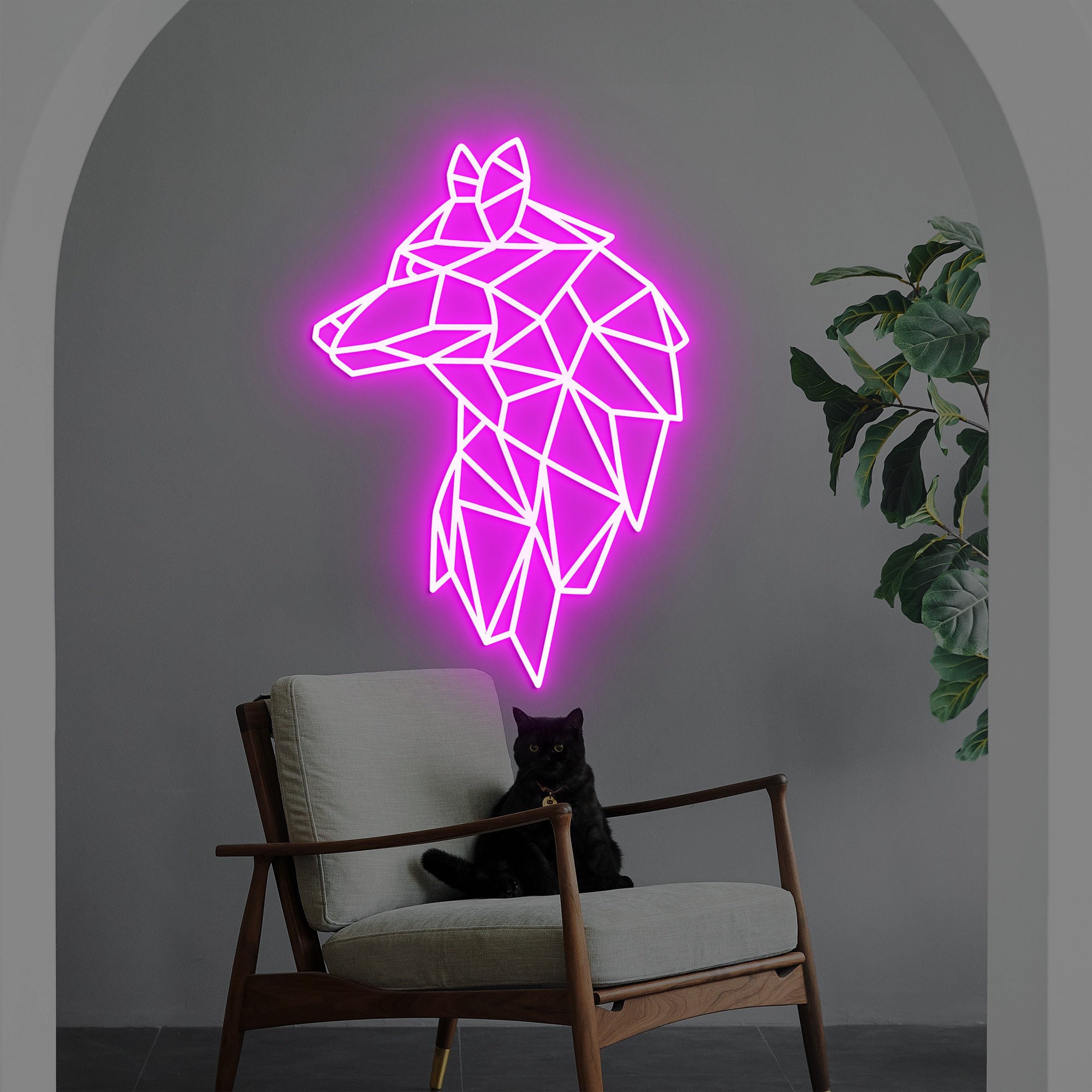 Geometric Wolf Neon Sign, Wolf Head Neon Light, Wolf Wall Decor, Wall Art, Wolf Led Sign, Wolf Figurine