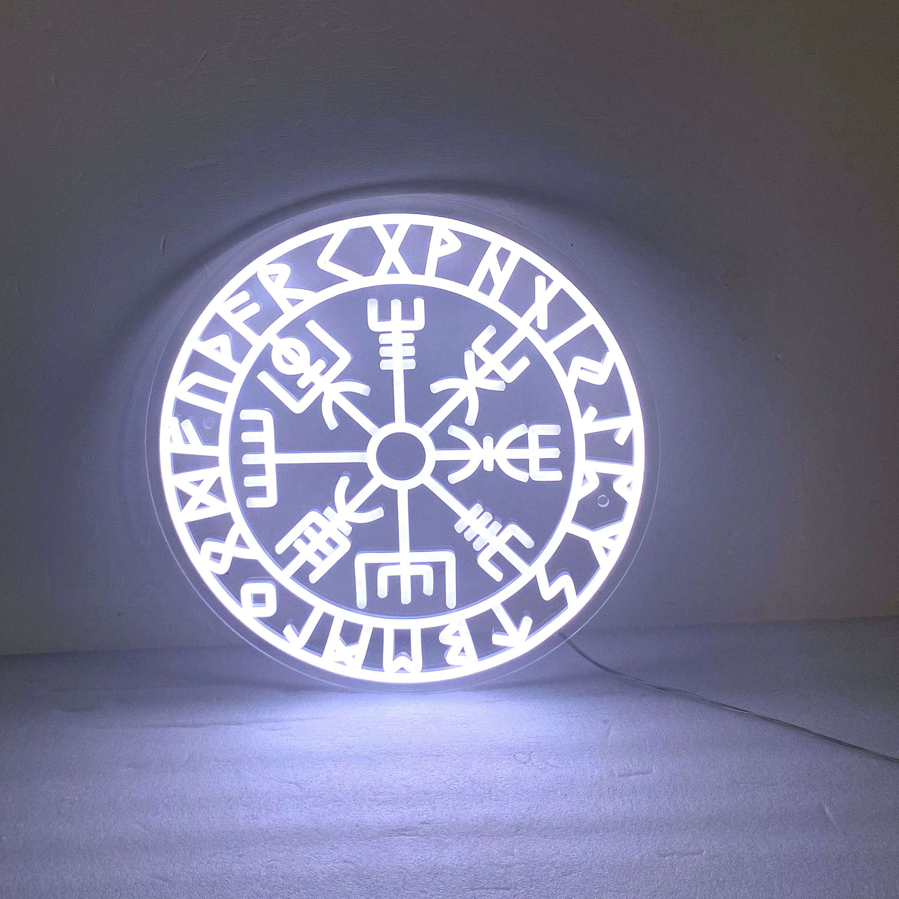 Vegvisir Rune Neon Sign, Viking Wall Ar,t Viking Wall Decor. Vegvisir Nordic Decor, Norse Viking Sign Decor Man Cave Wall Decor