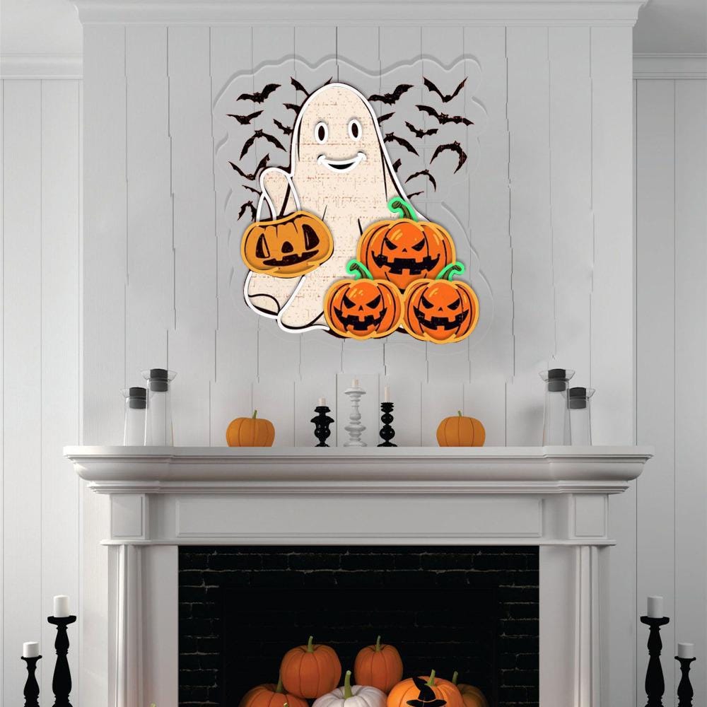 Ghost Halloween Neon Sign Gifts, Funny Spooky Neon Sign, Ghost Neon Led, Spooky Season Gifts, Halloween Party Neon Sign, Fall Ghost Neon