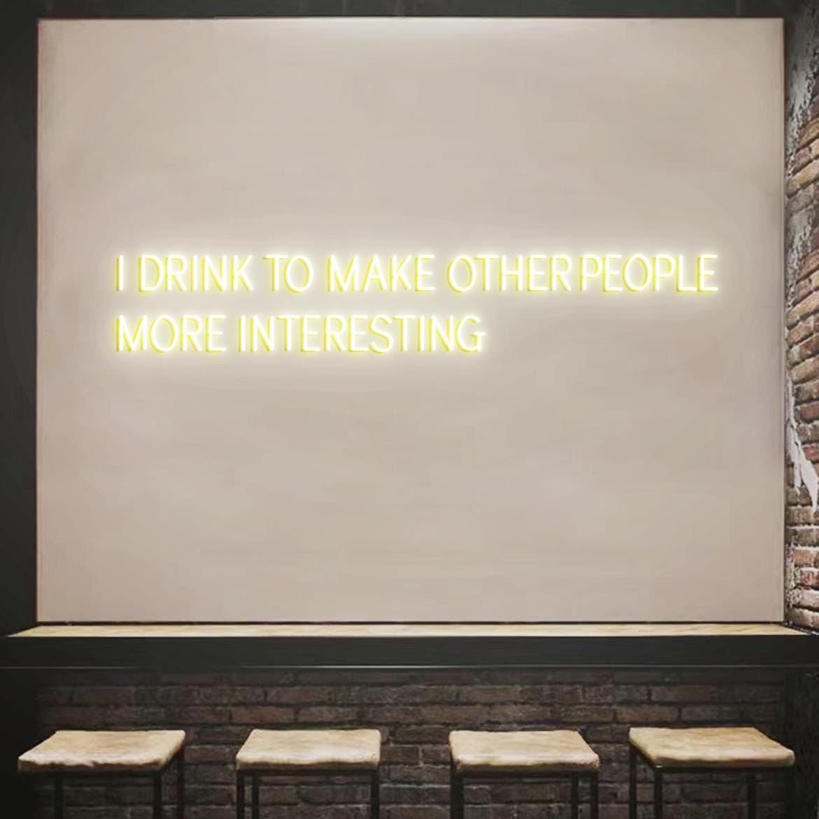 I Drink To Make Other People More Interesting Neon Light Sign, Hemingway Quote Neon Light for Bar, Plug Powered Neon Signs for Bar