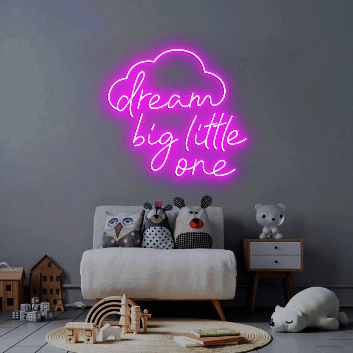 Dream Big Little One Neon Light, Neon Sign Light Decor, Baby Bedroom Neon Sign, Baby Room Decor, Wall Decoration Children's Room