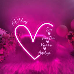 Custom Mama Neon, Personalized Mom Neon, Neon with Kids Names, Gift for Mom Mama, Mom Heart Neon, Custom Grandma Neon, Mother's Day Gifts.