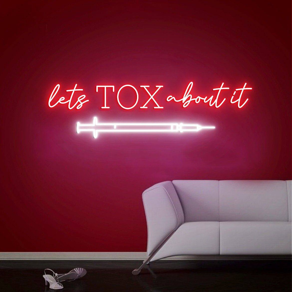 Lets TOX about it, Neon Lights Signs, Botox Sign, Botox Neon Sign, Med Spa Art Decorations, Medspa Décor, Plastic Surgery Office Art
