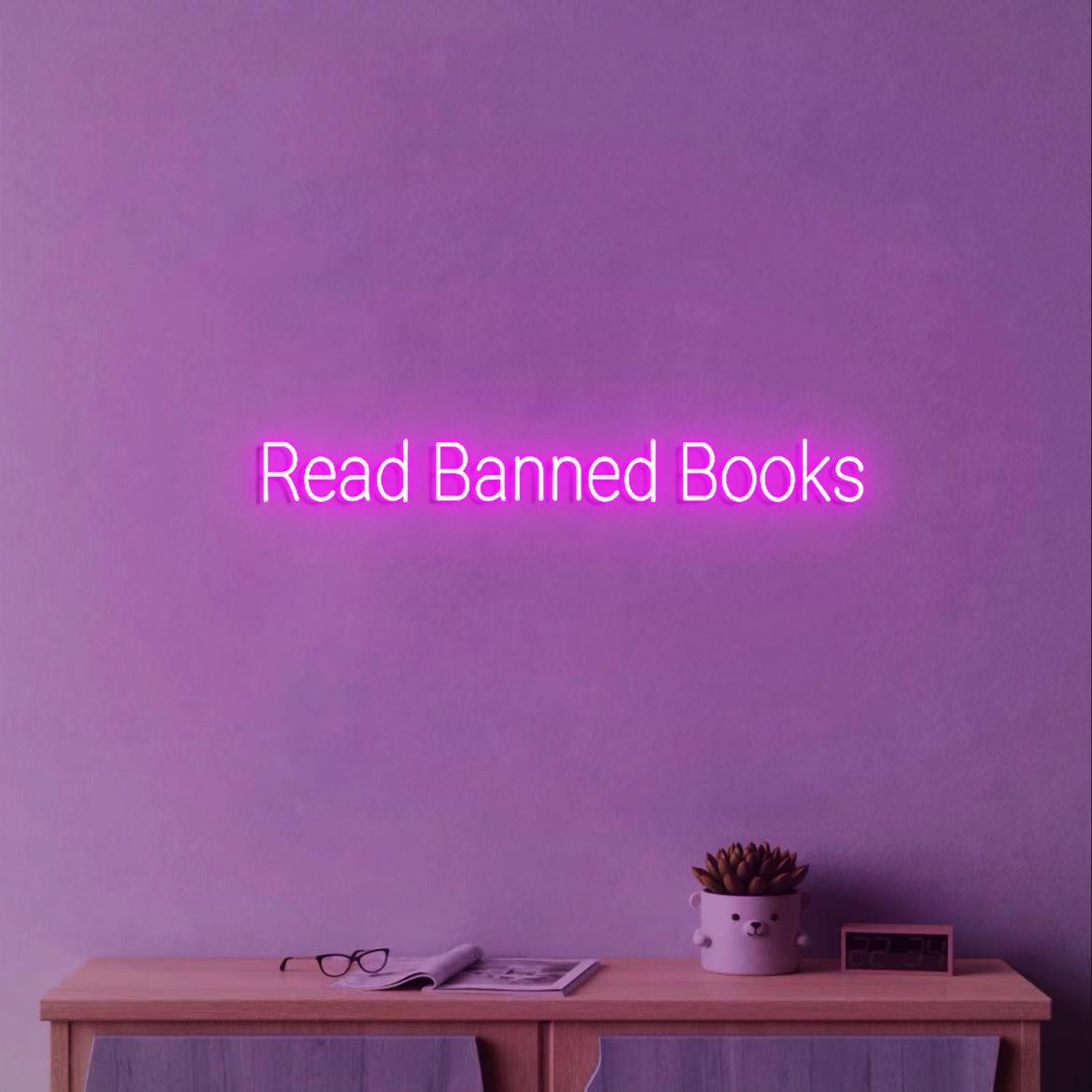 Read Banned Books Neon Light Sign, Funny Books Sign for Books Room Wall, Books Sign for Book shelf, Banned Sign Books Wall Decor, Read Sign