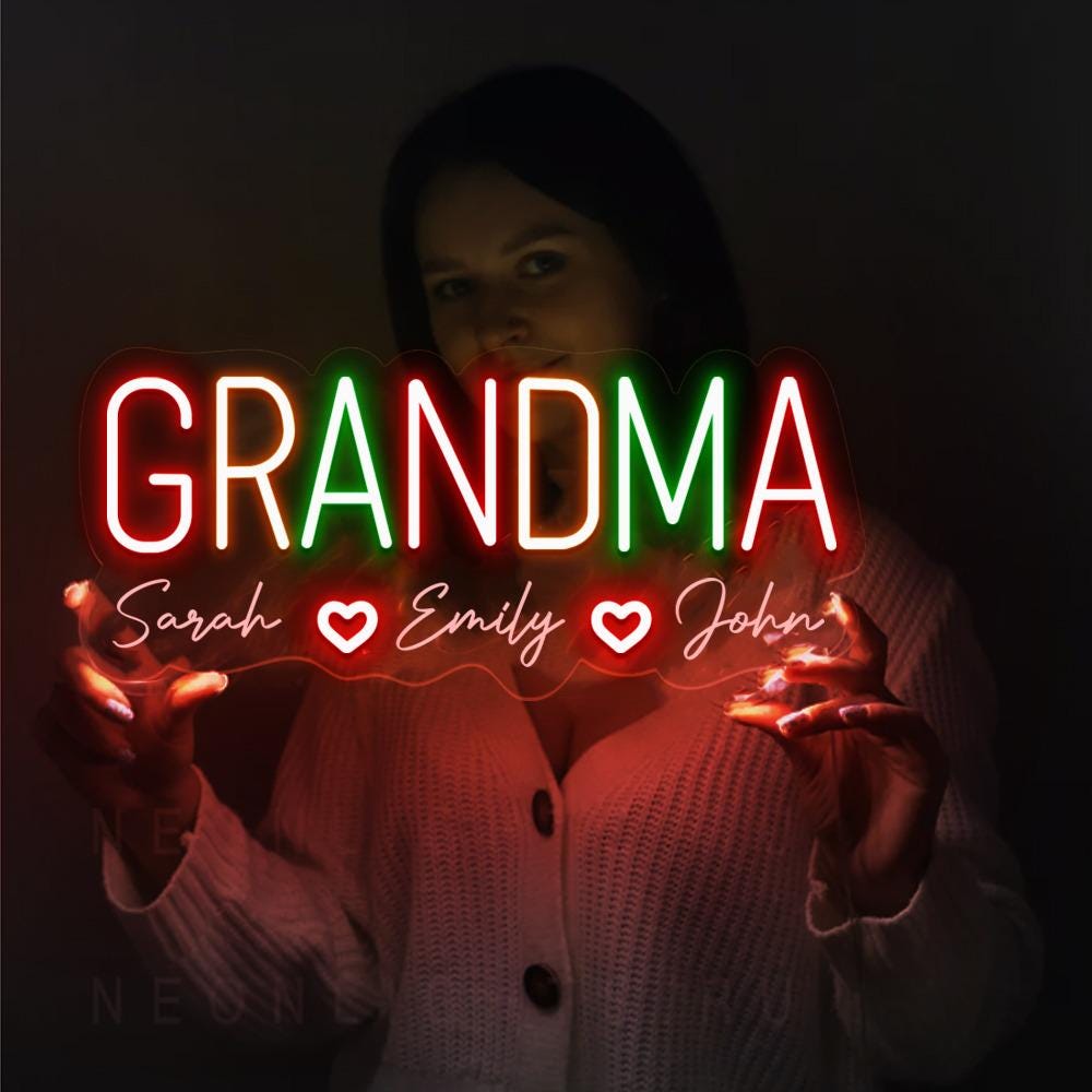 Personalized Grandma Neon Sign with Names, Custom Grandma Neon Sign, Nana Neon Led, Gramma With Children Names Apparel, Mother's Day Gifts