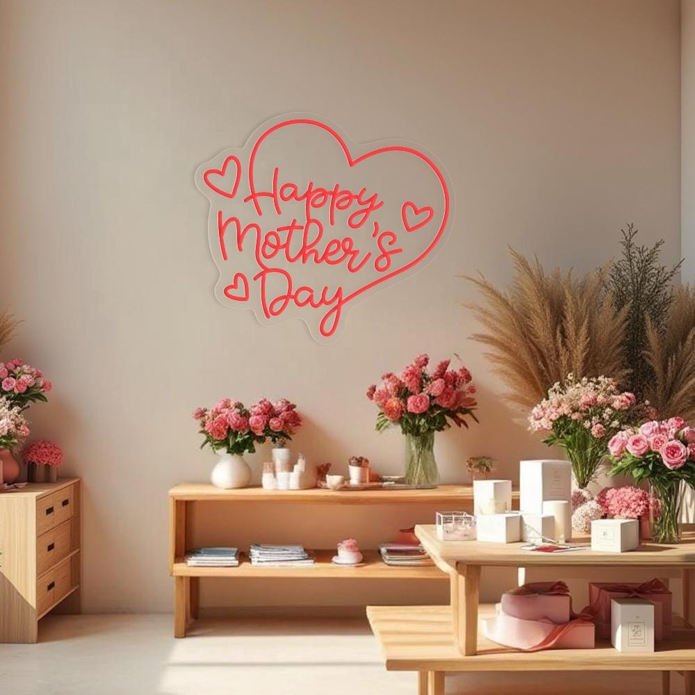 Happy Mother's Day Neon Sign, Custom Neon Sign for Mom, Mother's Day Neon Sign, Home Wall Decor, Gift for Mother's Day, Personalized Gifts
