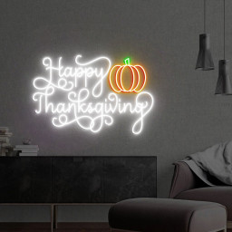 Custom Happy Thanksgiving Pumpkin Neon Sign, Thanksgiving Pumpkin Decor, Pumpkin Sign, Happy Thanksgiving Sign, Thanksgiving Sign