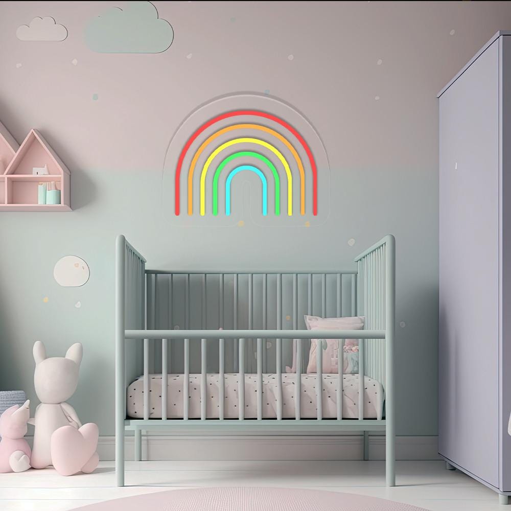 Girl Cute Wall Art, Nursery Neon, Rainbow Neon, Rainbow Decor, Rainbow Wall Art, Neon Sign Rainbow, Kid Room Decor, Nursery Wall Art Gifts