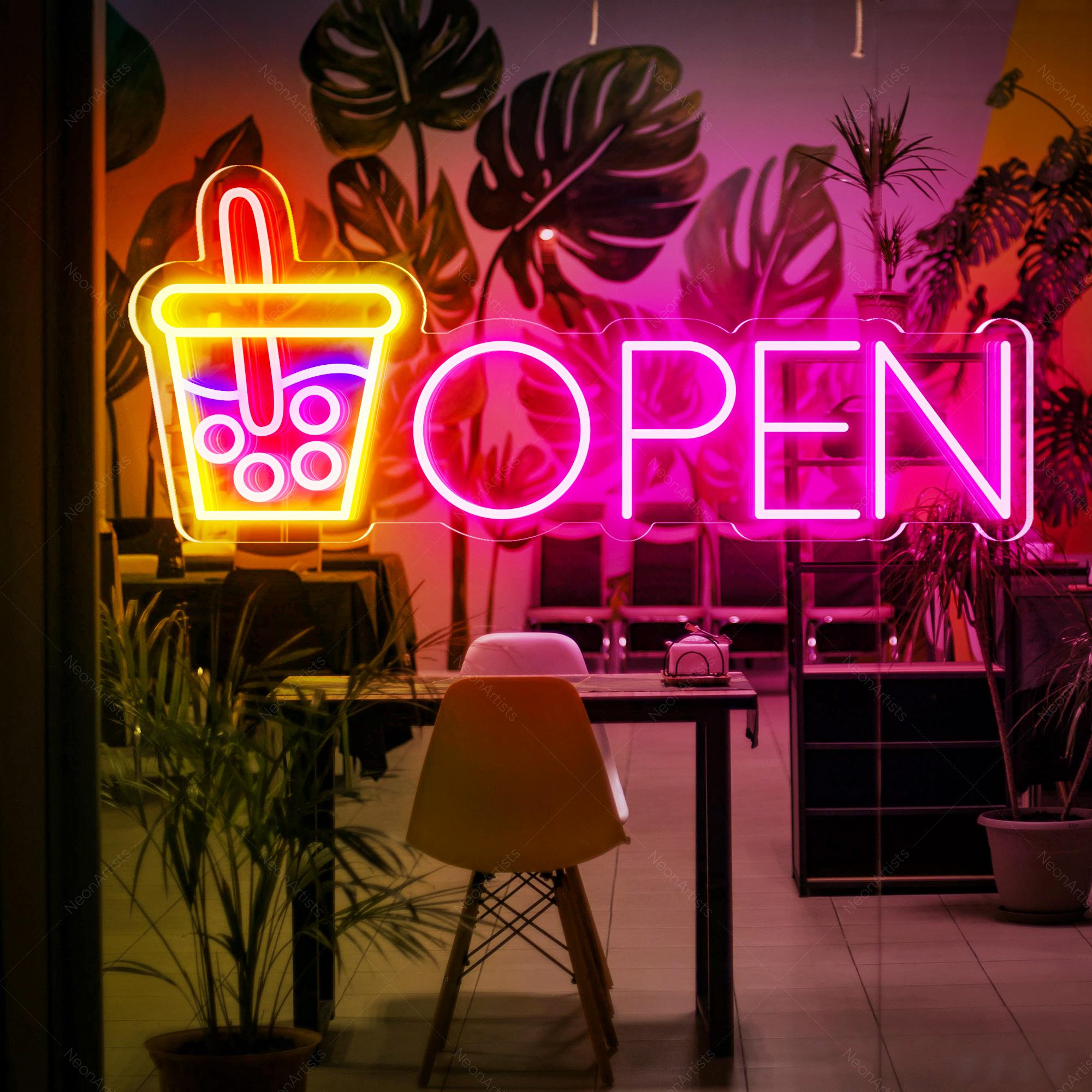 Boba Tea Open Sign|Open Bubble Tea Neon Sign|Open Milk Tea Neon Sign|LED Neon light For Milk Tea|Milk Tea Wall Decor Sign|Led Open Light