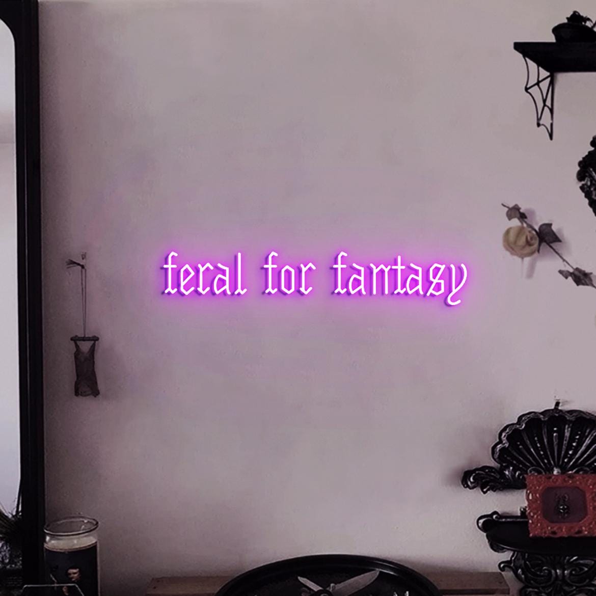 Feral For Fantasy Neon Sign, Feral Sign, Custom Neon Sign Fantasy Books Room Wall Decor, Fantasy Reader Gift, Fantasy Sign, Goth Ideas