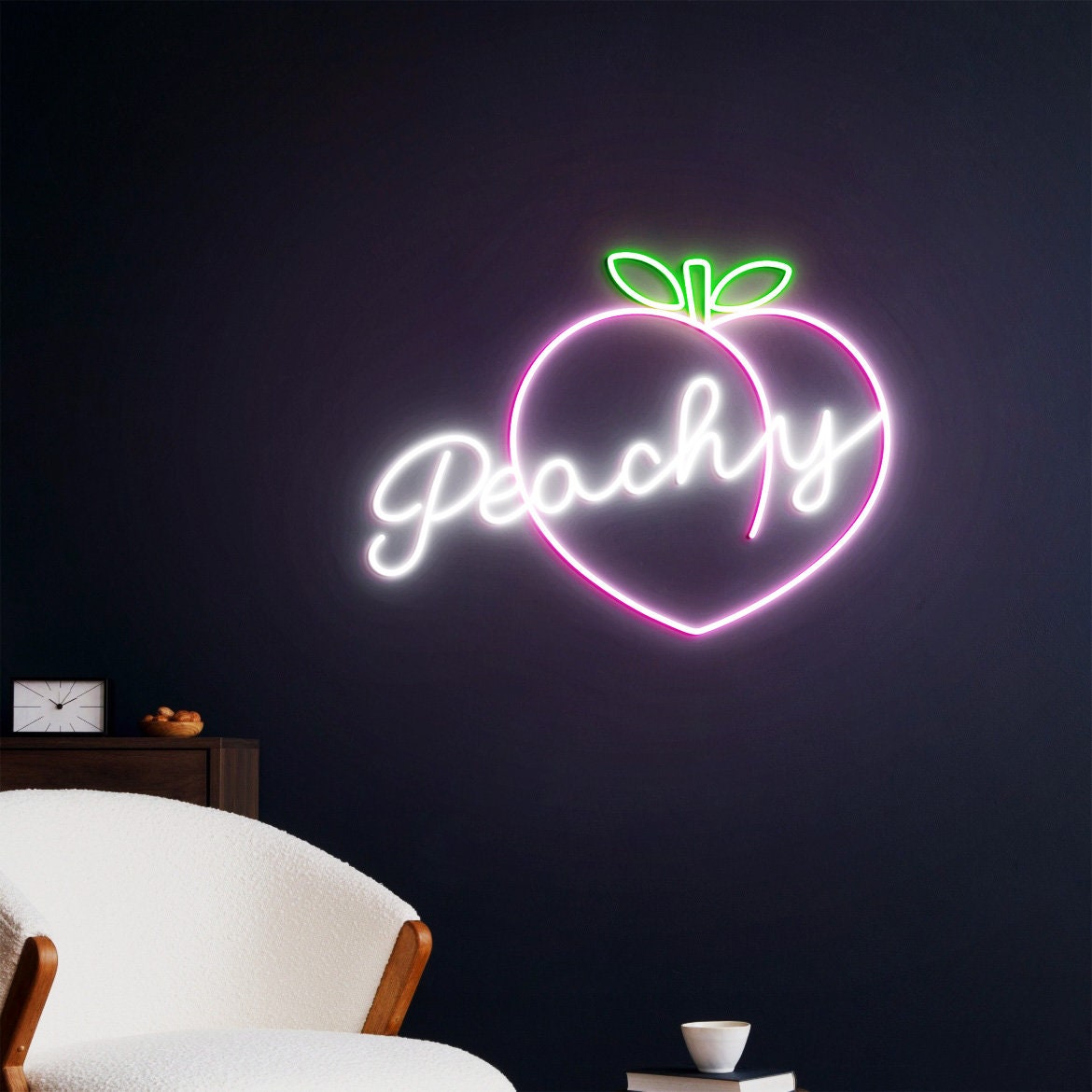 Peachy Neon Sign, Just Peachy, Peachy Sign, Peach Wall Decor, Neon Wall Sign