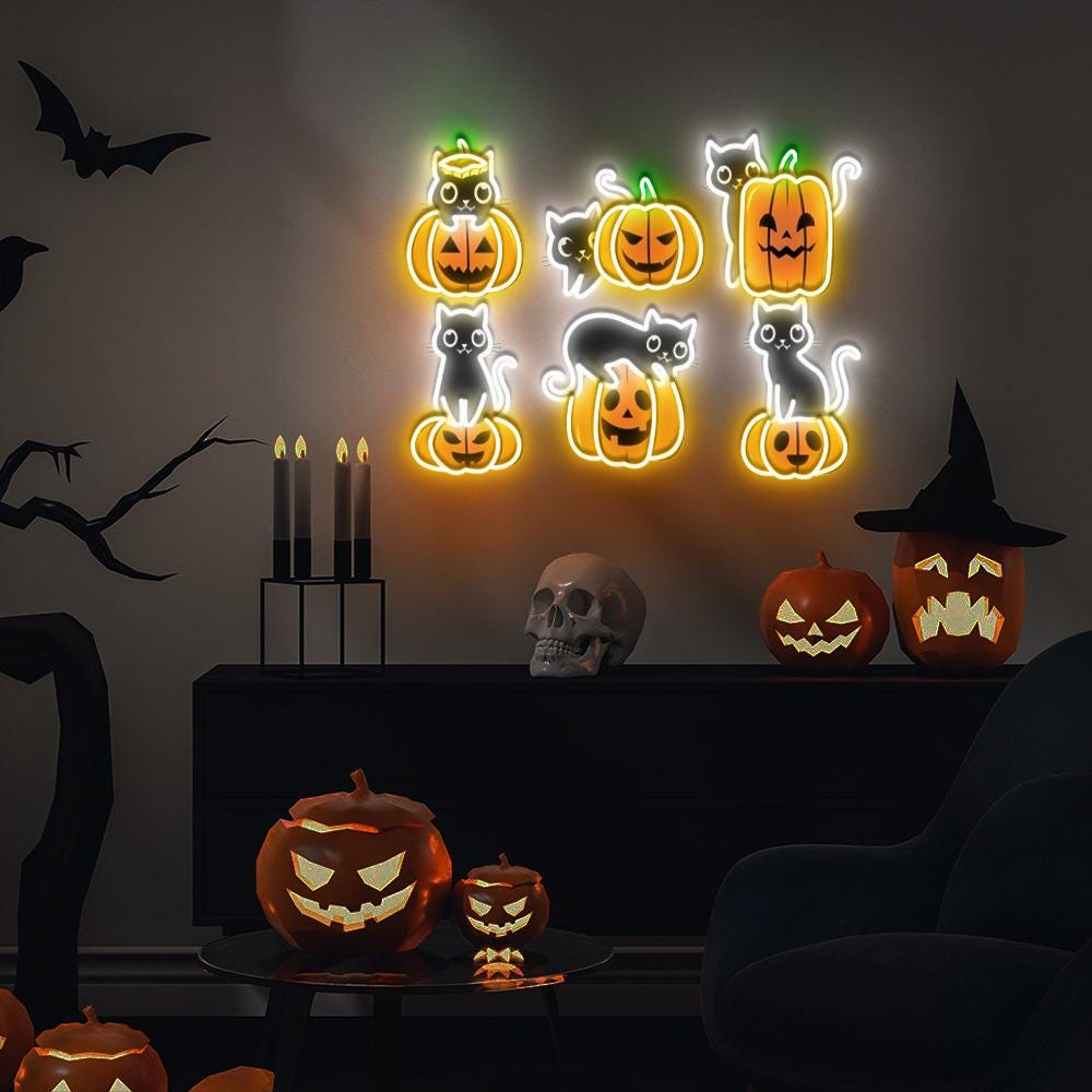 Halloween Neon Sign, Cat Neon Led, Ghost Neon, Halloween Neon, Cool Halloween Cat Neon, Cat Lover Neon, Black Cat Neon, 2024 Spooky Seas