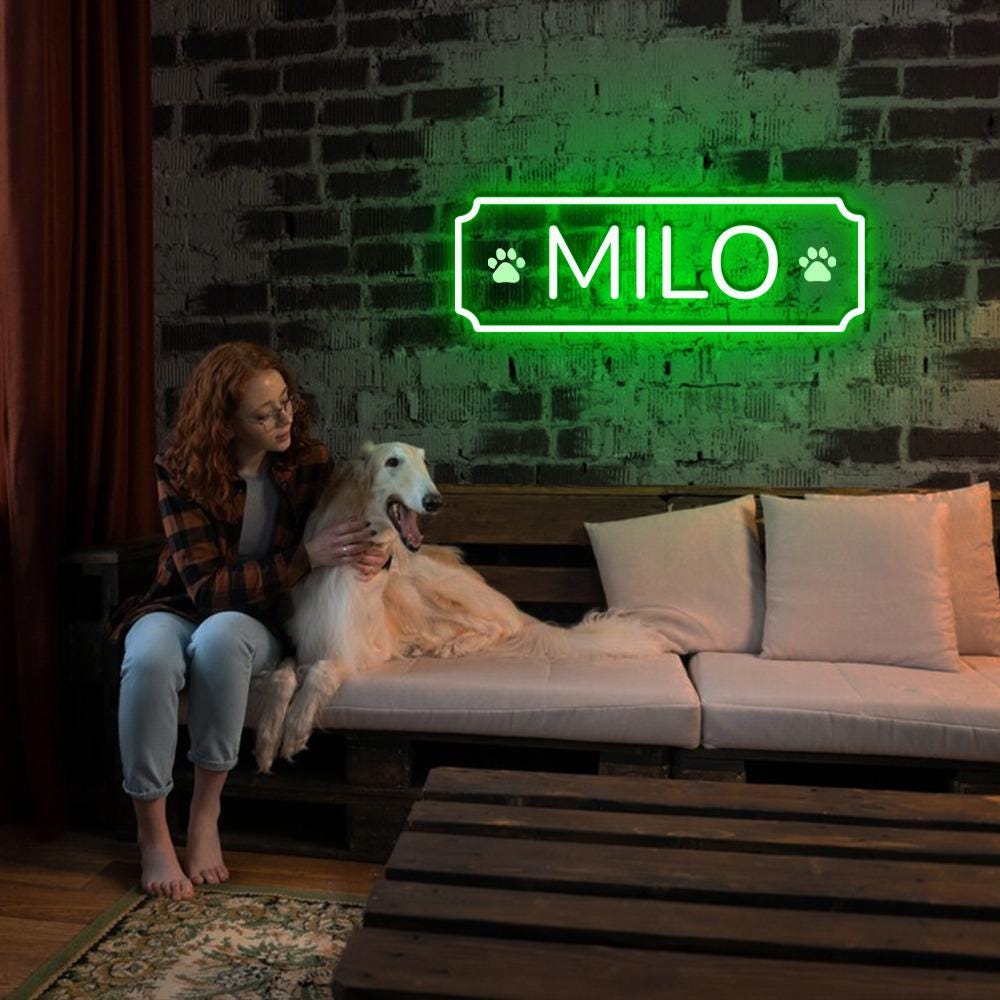 Personalized Neon Dogs, Pets Name Neon, Personalized Dog or Cat Name Plaque for Pet House, Crate, Kennel, or Feeding Area, Dog Lover Gifts