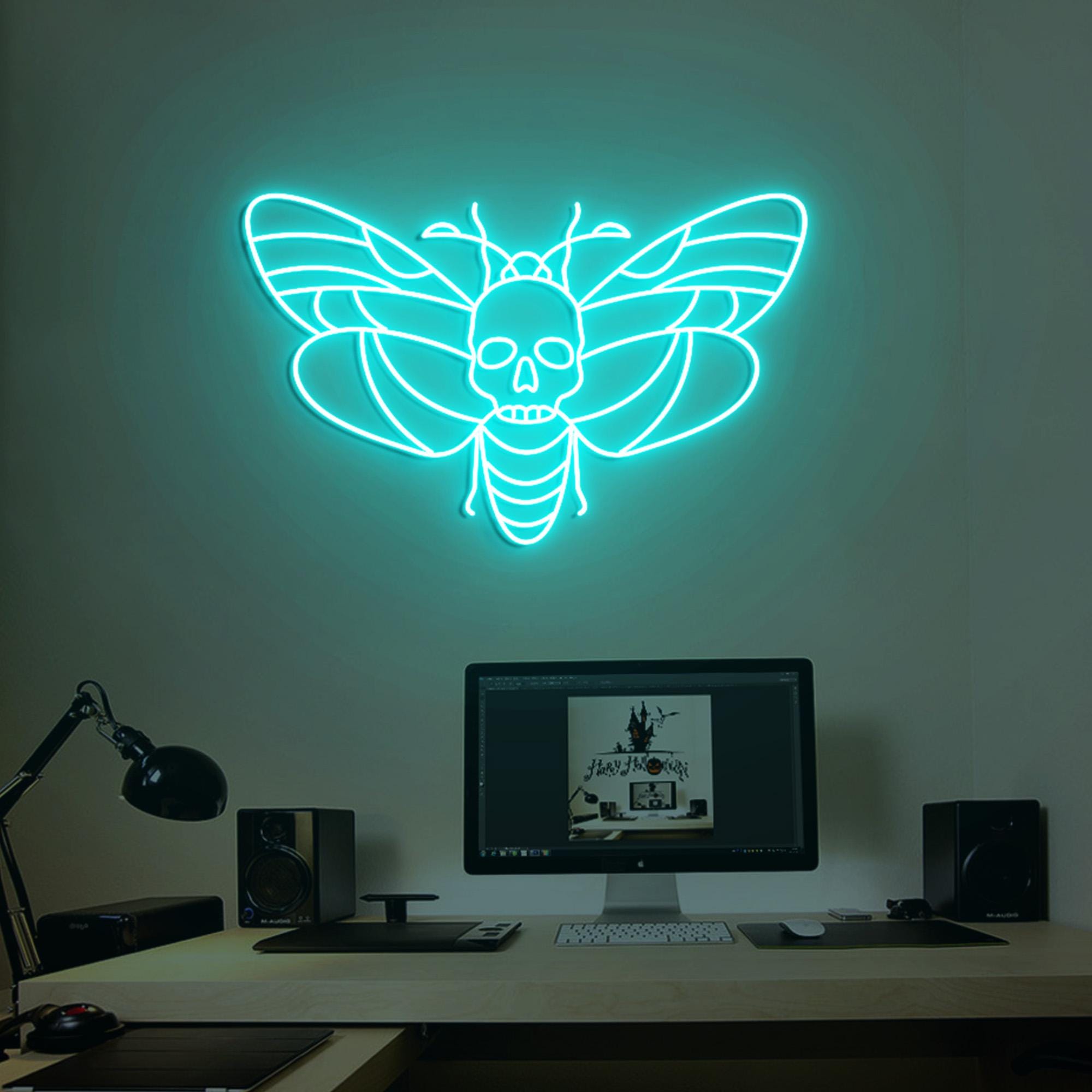 Death Face Moth Neon Sign, Death's Head Moth Wall Gothic Art, Dark Gothic Wall Neon Light, Personalized Moth Gifts, Dark Gothic Gifts