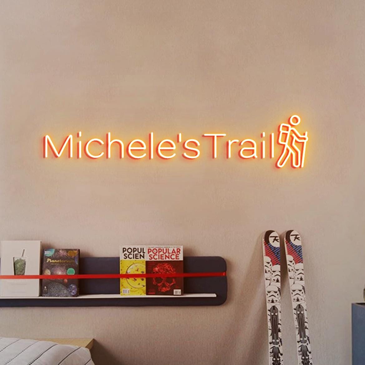 Customized Trail Neon Sign, Personalized Hiking Trail Sign, Trail Sign for Hiking lover, National Park Wall Decoration Hiking Sign