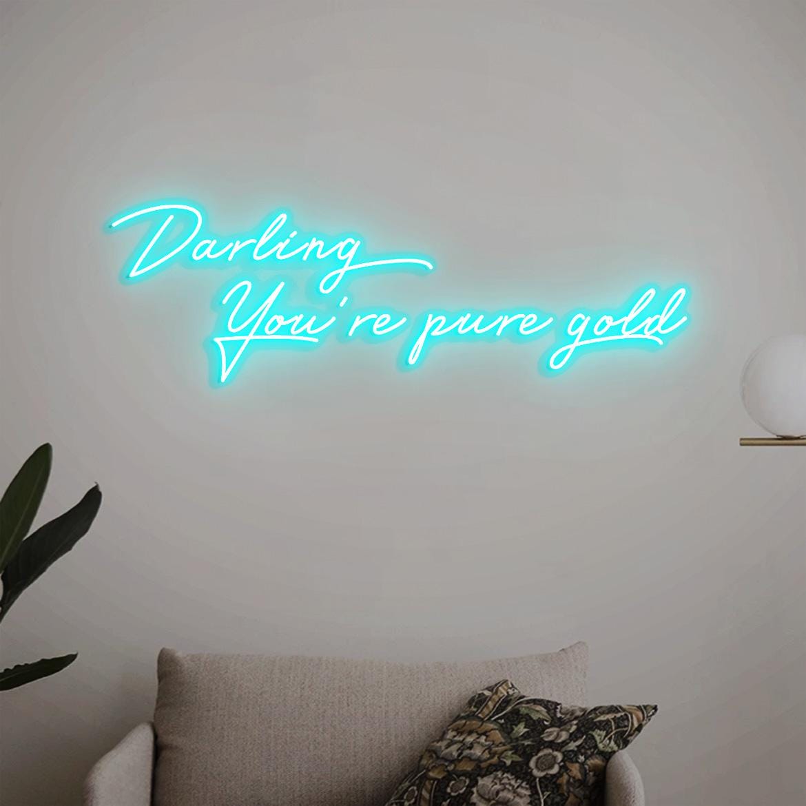 Darling You're pure gold Neon Sign, Pure Gold, Hair Salon Wall Idea, Hair Beauty Salon Art, New Salon Decor, Salon Decor Idea