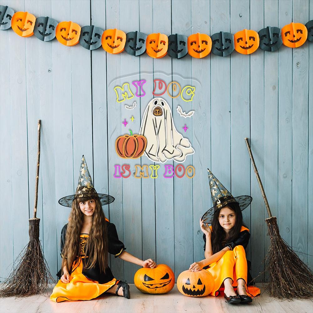 My Dog Is My Boo Neon Sign, Dog Mom Neon, Dog Lover Neon, Halloween Dog Neon, Halloween, Animal Lover Neon, Momster, Funny Halloween Neon.