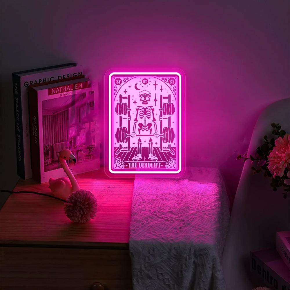 The Deadlift Tarot Card Neon, Funny Gym Shirt, Tarot Card Neon Sign Gifts, Fitness Neon, Workout Neon, Funny Lifting Neon, Gift For Him